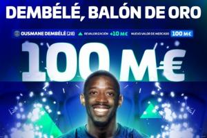 重回亿元先生！登贝莱身价涨至1亿欧，时隔6年再次突破1亿身价