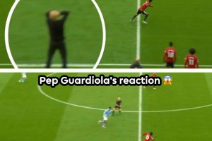 梅努穿裆戏耍后场边瓜迪奥拉的反应😂